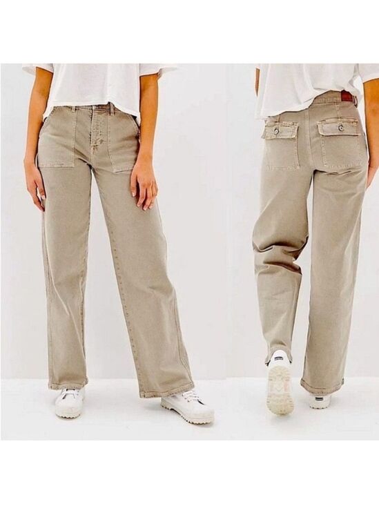 American Eagle Outfitters Denim - American Eagle Outfitters Wide Leg Jeans in Khaki